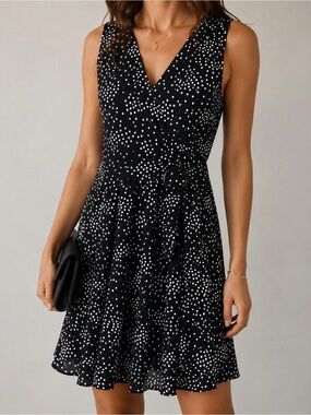 Black and White Polka Dot Stretch Dress